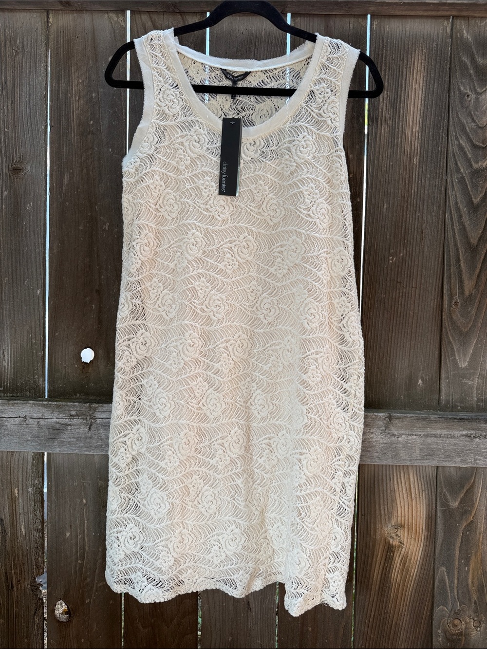 Western Lace Overlay Tank Dress in Cream